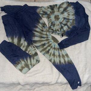 RSQ Blue and Tie-Dye Jogger Set